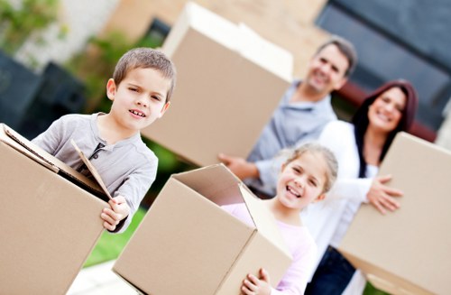 Moving van loading boxes for a Dartford house move